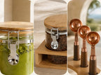 Airtight 27oz Glass Tea Jar Set with Bamboo Rack and Scoops, 3 Pack - Image 5