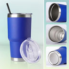 DOMICARE 30 oz Tumbler with Lid and Straw, Stainless Steel Tumblers Bulk, Insulated Vacuum Double Wall Travel Coffee Mug, Durable Powder Coated Tumbler Cups (Dark Blue, 12) - Image 5