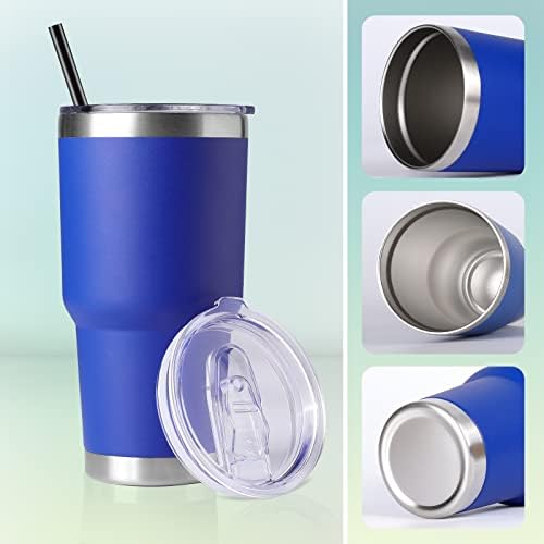 DOMICARE 30 oz Tumbler with Lid and Straw, Stainless Steel Tumblers Bulk, Insulated Vacuum Double Wall Travel Coffee Mug, Durable Powder Coated Tumbler Cups (Dark Blue, 12) - Image 5
