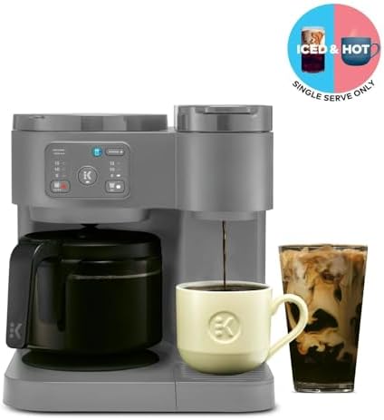 K-Duo Essentials Hot & Iced Coffee Maker Single Serve KCup Pod & 12-Cup Glass Carafe Dual Brew System 72oz Reservoir (MOONLIGHT GREY) - Image 3