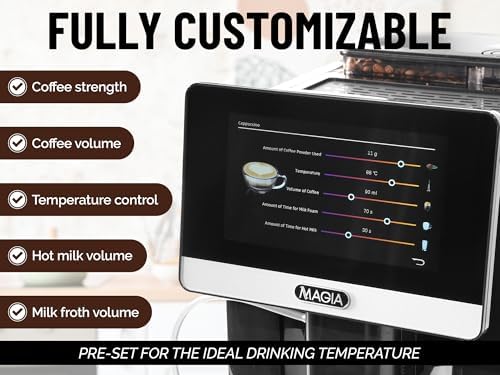 Zulay Magia Fully Automatic Espresso Machine With Grinder - 19 Customizable Coffee Options - Auto-Cleaning For Easy Maintenance - Milk-Foam System For Latte, Cappuccino, Macchiato - OG Silver - Image 2