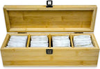 Bamboo Tea Organizer Box Chemical Free Eco-Friendly Big, Tall, Adjustable Cubbies Natural Wooden Storage Chest (4-Slot Across 14.3"x 4.4" x 4.2") - Image 5