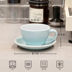Loveramics Latte Art Mug with Saucer, 10 oz Ceramic Coffee cups with Round Bottom for Latte, Cappuccino, Tea, Espresso, Thick-walled Stoneware Cup Set for Barista - Regular Colours (River Blue, 10OZ) - Image 2