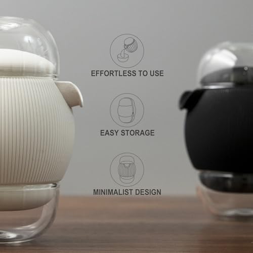 All-in-One Portable Travel Tea Kit, Ceramic Teapot with Removable Infuser, 2 High Borosilicate Glass Tea Cups, Non-Slip Silicone Sleeve & PU Leather Carry Pouch for Camping, Hiking, Office - Image 7