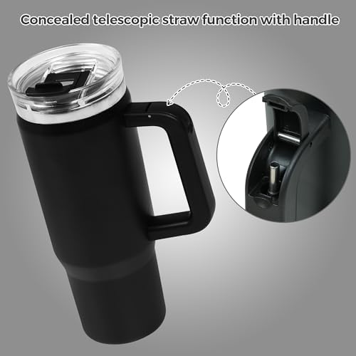 30 oz Tumbler with Handle Hidden Straw Stainless Steel Insulated - Image 2
