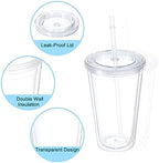 uxcell Acrylic Tumbler with Lid and Straw, 16 Oz Reusable Double Wall Cups for Ice Coffee, Clear Travel Tumblers for Birthdays Gifts, Customization (Grey) - Image 3