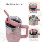 Christian Art Gifts XL Stainless Steel Double-Wall Insulated Womens Travel Mug Tumbler Thermos: God is Within Her Inspirational Scripture, Reusable Straw, Twist-Dial Lid, Pink Multicolor Floral, 40 oz - Image 4