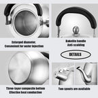 304 Stainless Steel Whistling Tea Kettle with Ergonomic Bakelite Handle Tea Pot Suitable for All Stovetop Kettle Teapot Silver - Image 7