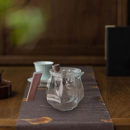 Glass Teapot Loose Leaf Teapot with Removable Infuser Tea Kettle Tea Warmer High Borosilicate Glass with Wood Handle Suitable for Home Office - Image 5