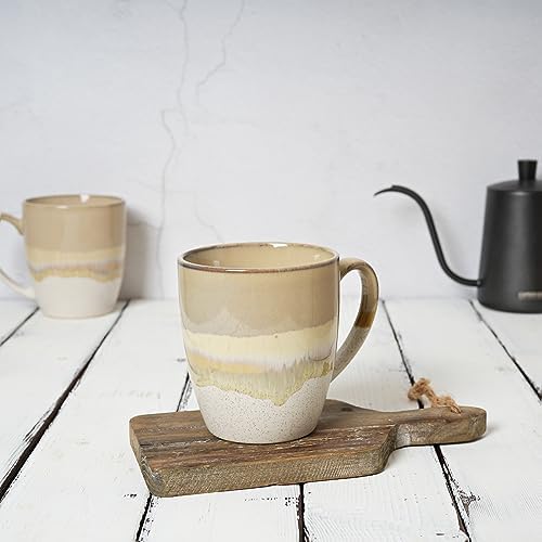 Bosmarlin Ceramic Coffee Mug Set of 4, 17 Oz, Coffee Cups with Big Handle, Microwave Safe, Unique Reactive Glaze - Image 4