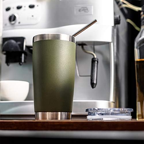 COMOOO 20oz Tumbler Bulk Double Wall Vacuum Insulated Travel Mug, Stainless Steel Tumbler with Lid and Straw Durable Powder Coated Insulated Coffee Cup for Cold & Hot Drinks (Army Green, 4 Pack - Image 6