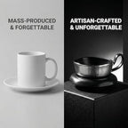 Volcanic Ash Titanium Finish Coffee Mug and Saucer Set (8 oz) | Modern Sculptural Ceramic Cup for Espresso & Latte | Unique Artisanal Home Decor & Desk Art - Image 4