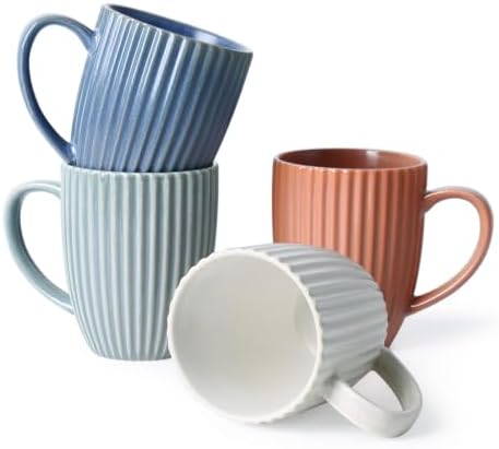 16oz Ceramic Coffee Mugs Set of 4, Coffee Cups with Handles by ALOFMO