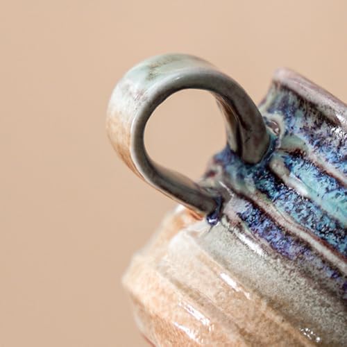 Premium Boutique Luxury Vintage Espresso Cups Set Coffee Mug Ceramic Tea Cup Comfy Handle (Wabi-Sabi Green High Foot Set) - Image 7