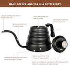 Gooseneck Kettle 1200ml for Pour Over Coffee Stovetop – Stainless Steel Coffee Pot with Precision Spout, 304 Food-Grade BPA-Free, Heat-Resistant Handle, for Gas Electric Ceramic Stove - Image 3