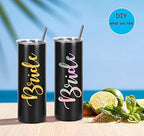 20 Oz Stainless Steel Straight Skinny Tumbler Set (8 Pack), Insulated Slim Thin Travel Cup with Lid, Black - Image 3