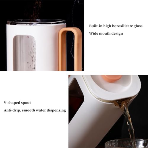 French Press Coffee Maker Coffee Press With Plastic Handle, Double Wall Insulation & Stainless Steel Filter Screen, High Borosilicate Glass Liner, For Coffe And Tea(/White,1.2L) - Image 6