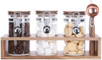 KKC HOME ACCENTS Acacia Wood Glass Coffee Canister Set with Scoop & Tweezer by KKCHOMEACCENTSGmbH