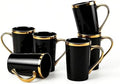 Black Gold Coffee Mugs Set of 6, 12 oz Porcelain by Loymokinar