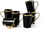 Black Gold Coffee Mugs Set of 6, 12 oz Porcelain by Loymokinar