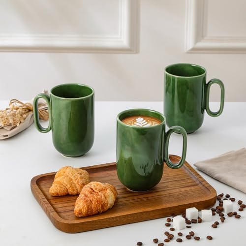 vicrays Ceramic Coffee Mug Set - 16 Ounce Large Stoneware Mug for Men Women - Unique Glazed Porcelain Mugs with Handle for Coffee Latte Tea Milk Cocoa - Set of 6 (Green) - Image 5