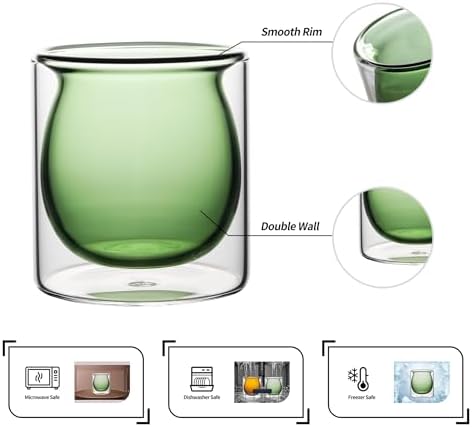 NIRA.Z 3oz Double Wall Glass Espresso Cups – Set of 4 Colorful Insulated Borosilicate Glass Coffee Shot Glasses, Demitasse Cups for Espresso, Latte, Macchiato, Heat Resistant, Ideal for Home & Office - Image 3
