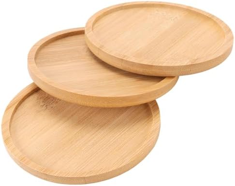 40 PCS 4 Inch Natural Bamboo Coasters, Round Bamboo Planter Saucer Trays, Wooden Drink Coasters for Drinks Plant Pots - Image 4