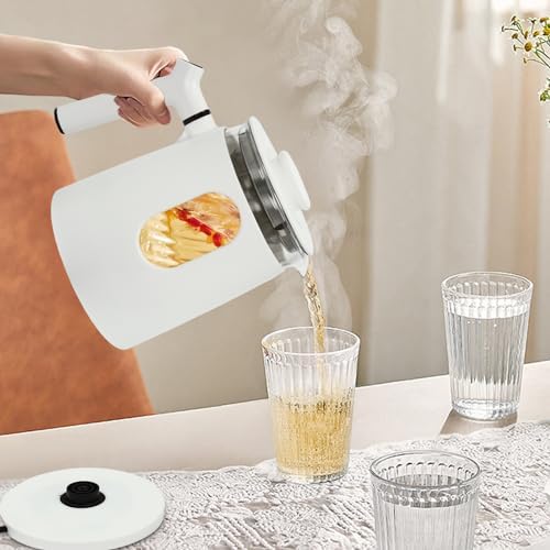 Electric Tea Kettle, 27OZ Portable Temperature Control Electric Kettle with 6 Different Functions, 600W 110V Water Boiler & Heater w/Stainless Steel Tea Steamer Mesh and 360° Rotating Base (White) - Image 4