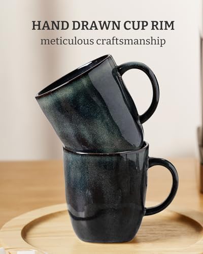 famiware Coffee Mugs Set of 4, Ocean Square 13oz Coffee Cup Set with Handle - Image 5