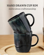 famiware Coffee Mugs Set of 4, Ocean Square 13oz Coffee Cup Set with Handle - Image 5