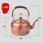 QQXX Whistling Kettle Teapot,Premium Copper Tea Kettle for Stove Top,Rustic Tea Pot with Ergonomic Handle,Work for All Stovetops(7.3 QT, Brown) - Image 3