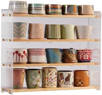 Mug Shelf 4-Tier Walnut Coffee Cup Displays,Kitchen Spice Storage - Image 2