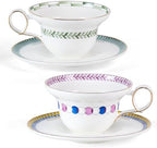 KAMMAK Tea Cups Set of 2,Ceramic Floral Pattern Demitasse Cup by KAMMAK