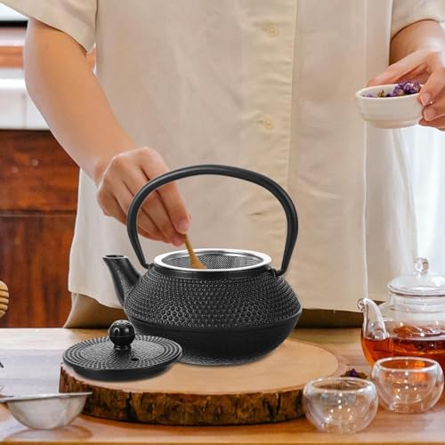 Xmas Cast Iron Iron Teapot 0.3l Black Vintage Tea Pot - Image 4