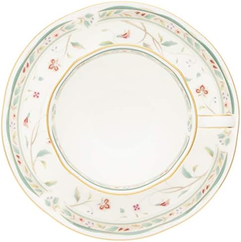 Noritake F59387A/4409 Cup & Saucer Set (Coffee/Tea Combination), 7.8 fl oz (220 cc), Flower Chesel, 5 Pieces, Bone China - Image 6