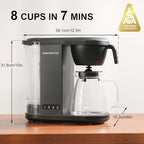 Bonavita Enthusiast 8 Cup Drip Coffee Brewer, Pour Over, SCA Certified Coffee Machine with Glass Carafe, Stainless Steel Panel, Removable Reservoir, Matte Black - Image 2