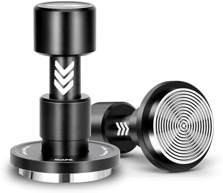 IKAPE 58.35MM V6 Impact Espresso Tamper with Sound Feedback, 15lb/30lb Interchangeable Springs, Espresso High Tamper with Triple-spring System, Fits Over 58mm portafilters by IKAPE