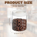 uxcell Coffee Vacuum Container, 900ml/30oz Glass Coffee Bean Storage Container with Lids for Spices Biscuits Loose Leaf Tea, White - Image 2
