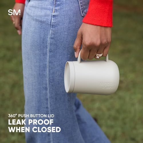 Simple Modern Voyager Signature Mug | Travel Coffee Tumbler with 360° Lid and Handle | Ceramic-Lined Insulated Stainless Steel Iced Cold Brew Cup | 12oz, Almond Birch - Image 3