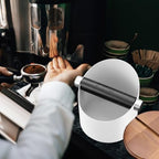 Reallnaive 5.3in Espresso Knock Box with Lid, White, Round - Image 6