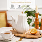 Agyiuns Tea Pot, Porcelain Teapot 37oz，tea pots for tea party，Tea Infuser Pots for Blooming loose Leaf Tea(White) - Image 3