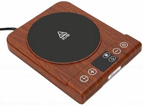 Focket Coffee Cup Warmer, Automatic Shut Off Timer Temperature Control Electric Mug Warmer, Desk Cup with Memory Function for Home Office Desk Travel (Wood Grain) - Image 4
