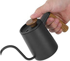 Pour over Coffee Kettle, Stainless Steel Coffee Pot Tea Kettles Hand Drip Coffee Pot Gooseneck Kettle with Wooden Handle for Home, 350ml (Black) - Image 5