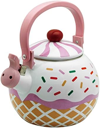Whistling Tea Kettle Enamel on Steel Teakettle, Supreme Housewares Strawberry Cupcake Design Teapot Water Kettle Cute Kitchen Accessories Teteras, 1.7 Quart by SupremeHousewares