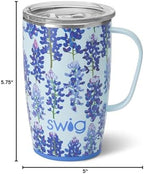 Swig Life 18oz Insulated Travel Mug with Handle & Lid, Bluebonnet - Image 7