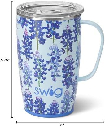 Swig Life 18oz Insulated Travel Mug with Handle & Lid, Bluebonnet - Image 7