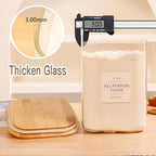 2 Pack large Square Glass Flour and Sugar Containers with 132 Kitchen Pantry Labels - 110 floz & 51 floz - Glass Jars with Airtight Bamboo Lid - Glass Rice Canisters for Coffee, Pasta, Cookie, Cereal - Image 5