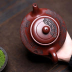 Tea Kettle Home Traditional Clay Carved Lettering Purple Sand Pot Office Teapot Ceramic Tea Infuser - Image 5