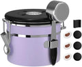 ShanSon Coffee Canister Airtight, Stainless Steel Bean Storage Container with Date Tracker & Scoop, Grounds Sugar Flour Tea Cereal Fits Kitchen Pantry, Ideal Gift for Coffee Lovers,12oz, Purple by ShanSon