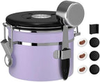 ShanSon Coffee Canister Airtight, Stainless Steel Bean Storage Container with Date Tracker & Scoop, Grounds Sugar Flour Tea Cereal Fits Kitchen Pantry, Ideal Gift for Coffee Lovers,12oz, Purple by ShanSon